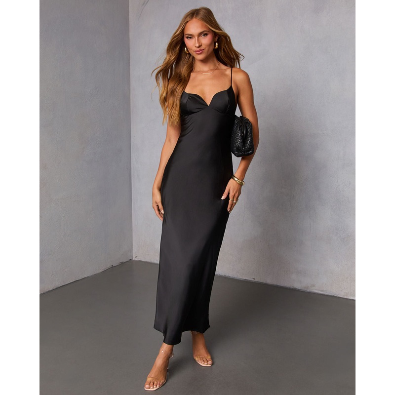 Erinie Slip Midi Dress Black S