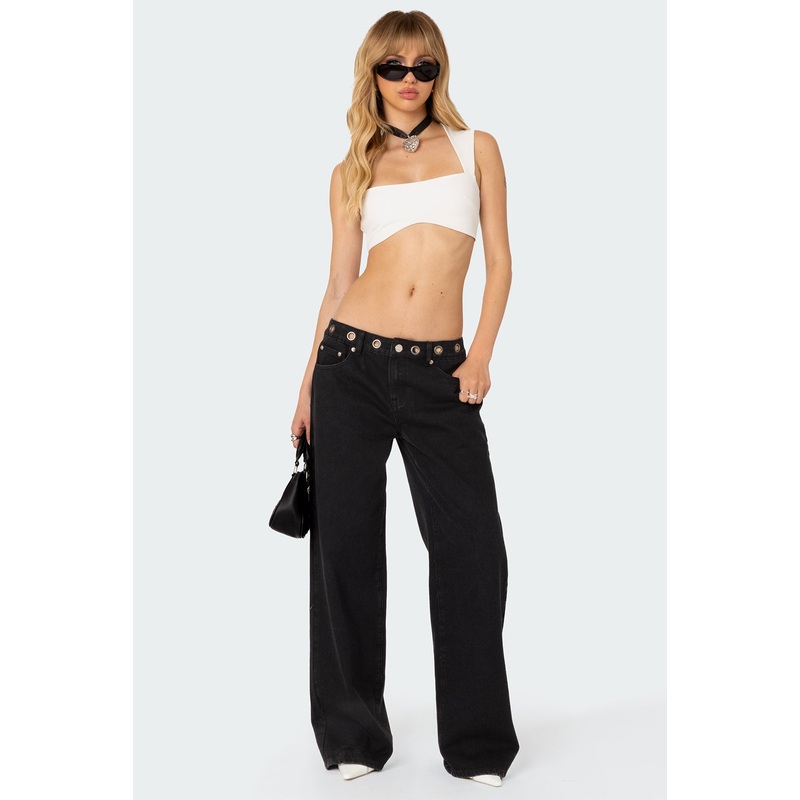 Libby Grommet Waist Jeans BLACK XS