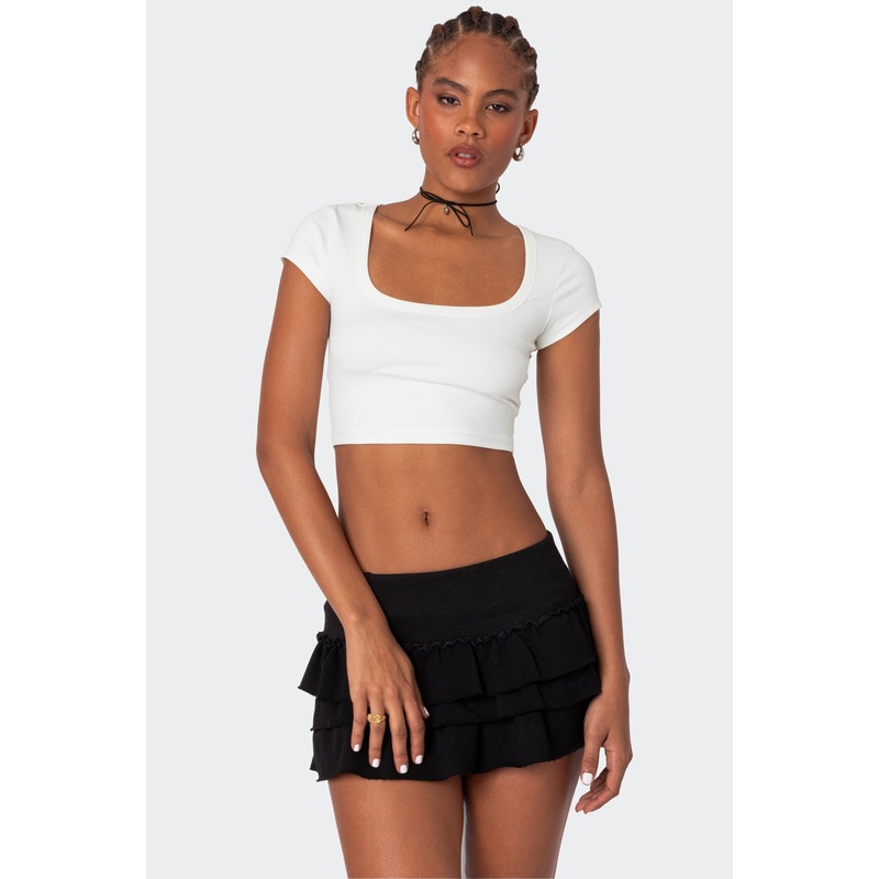 Ricki Cropped T Shirt WHITE XS