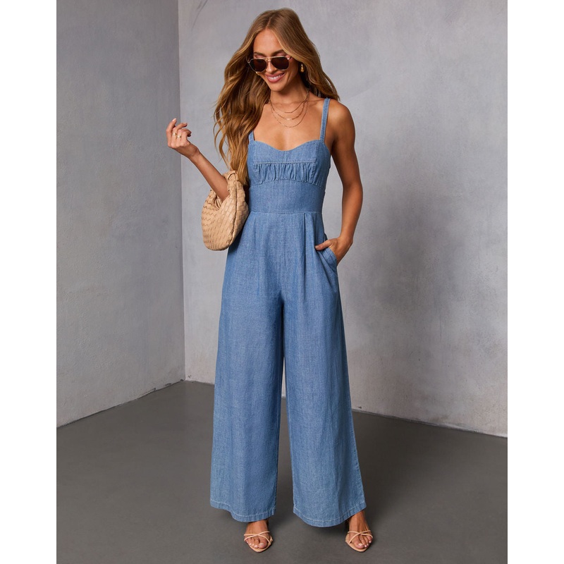 Sintara Denim Jumpsuit Medium Wash S