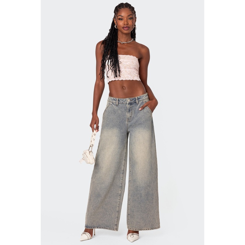 Super Baggy Wide Leg Jeans GRAY XS