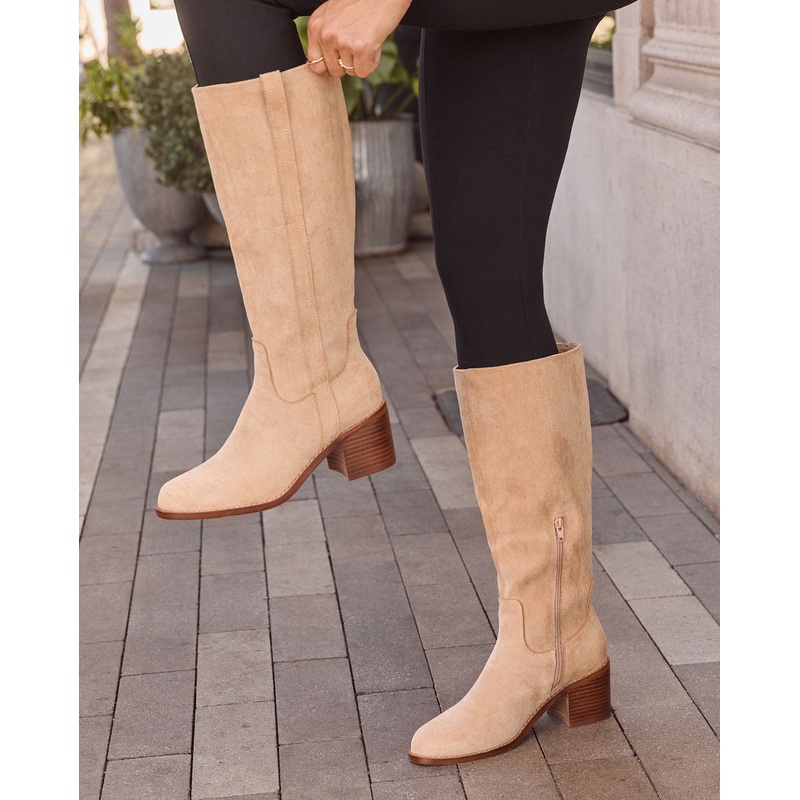 Worn Oak Suede Knee High Boots Latte 6