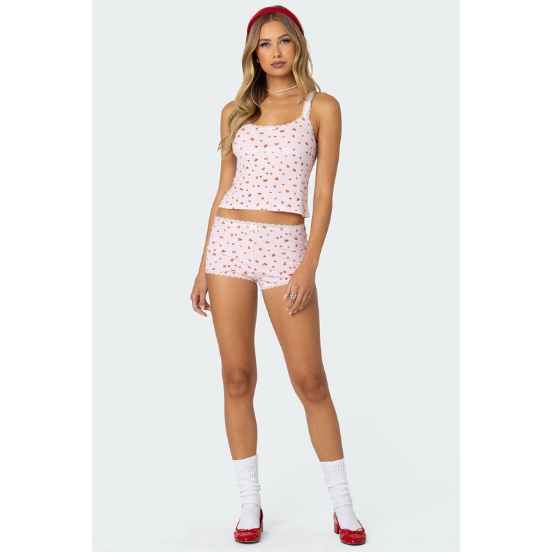 Strawberry Girl Printed Micro Shorts PINK XS