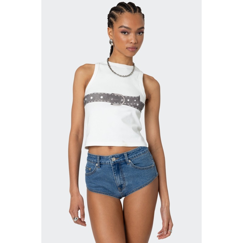 Buckled Up Tank Top WHITE XS