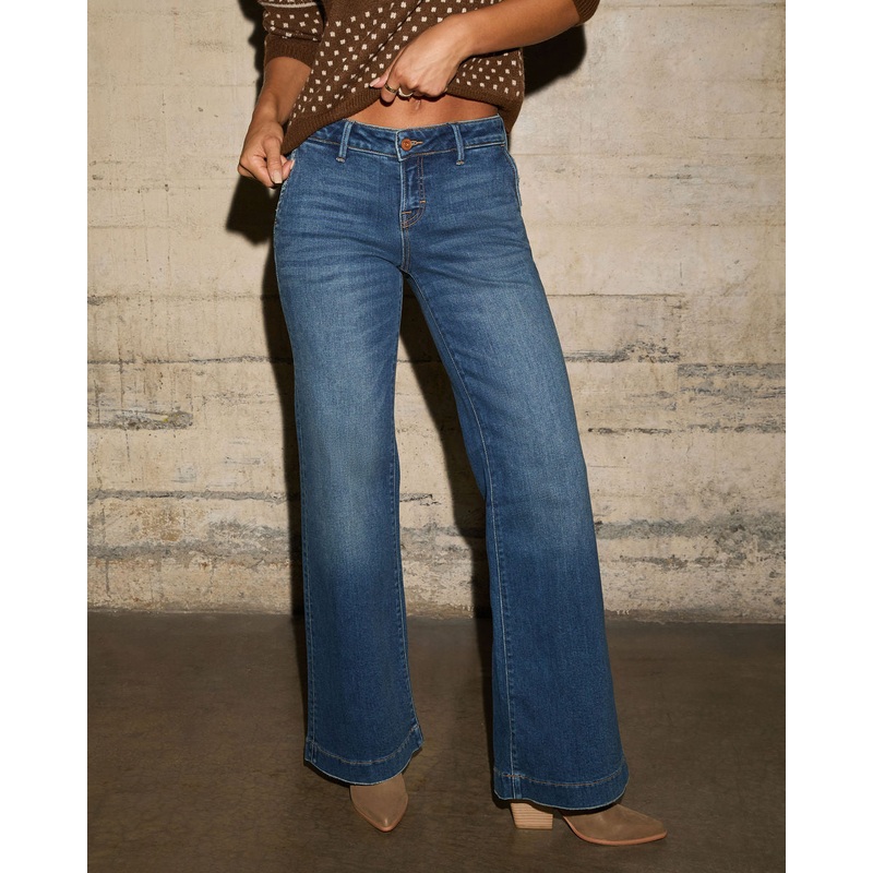 Flintlow Super Stretch Flare Leg Jeans Dark Wash 24