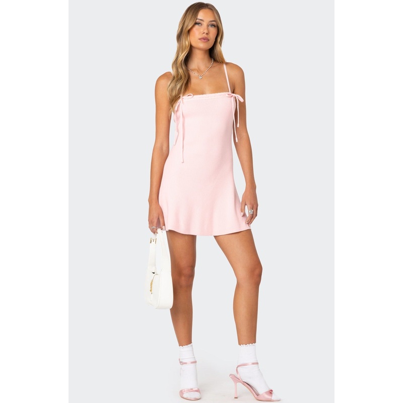 Fridah Ribbed Knit Mini Dress LIGHT-PINK XS