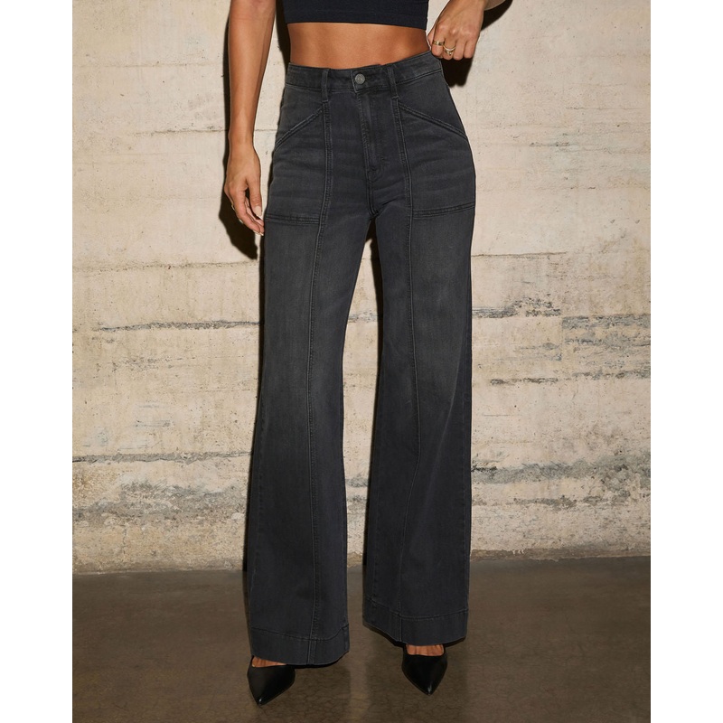 Way Ridge Super Stretch High Rise Seam Jeans Grey Wash 24