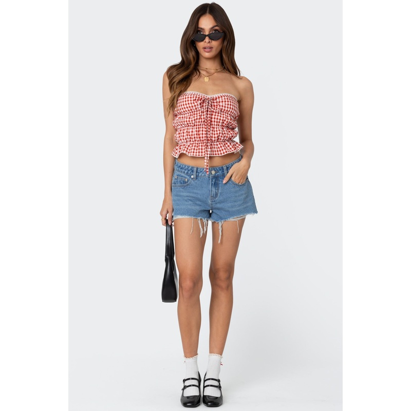 Fern Mid Rise Denim Shorts BLUE XS