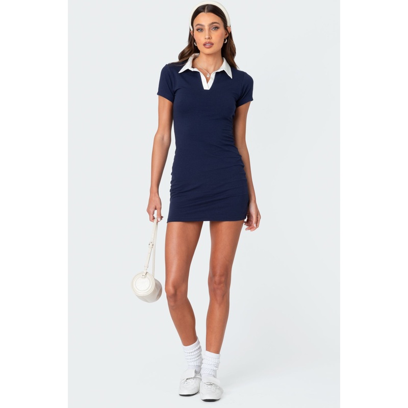 Polo Contrast Mini Dress NAVY XS