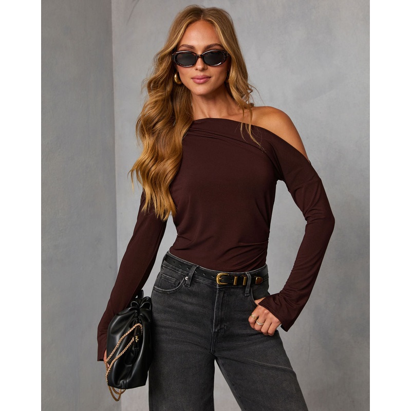 Rowelle Off The Shoulder Top Chocolate XS