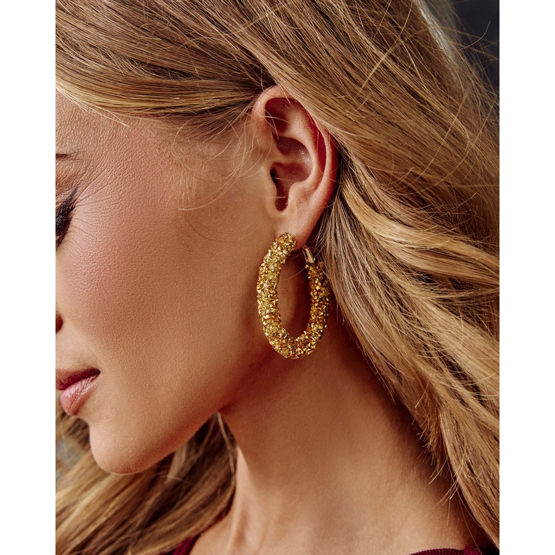 Serise Crystal Hoop Earrings Gold O/S