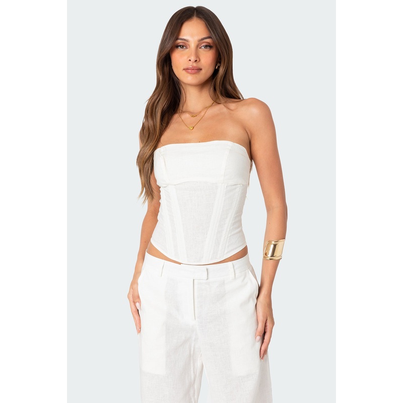 Arya Linen Look Corset CREAM XS