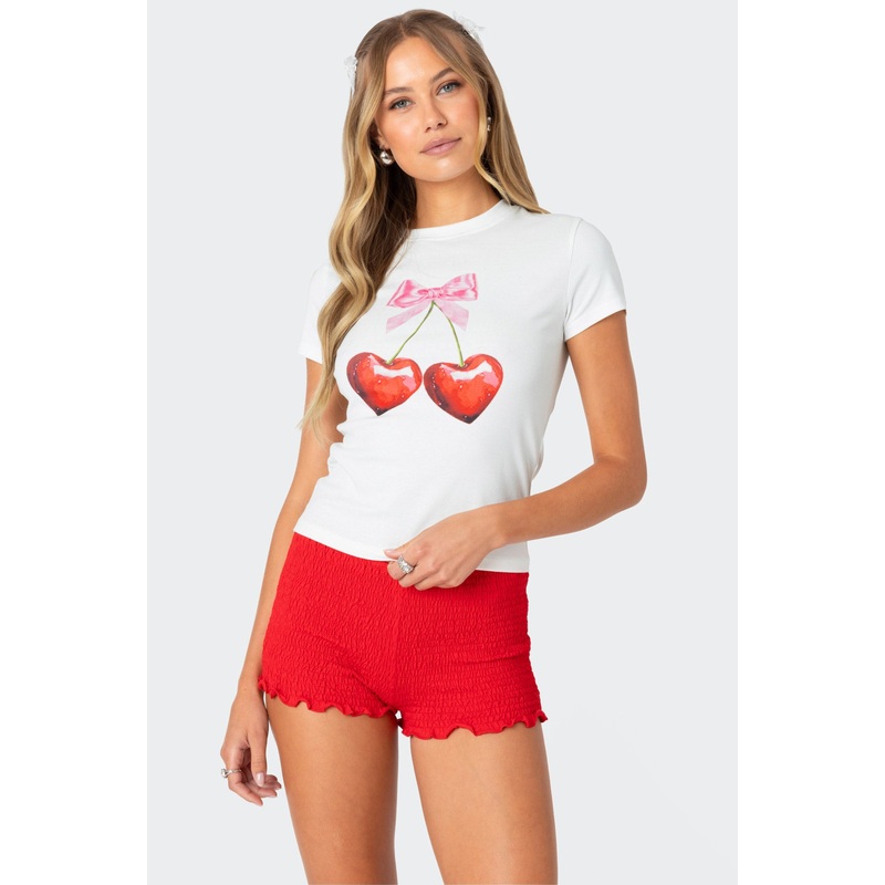 Cherry Heart T Shirt WHITE XS
