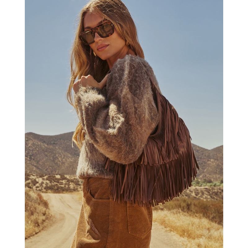 Amber Season Fringe Shoulder Bag Brown O/S