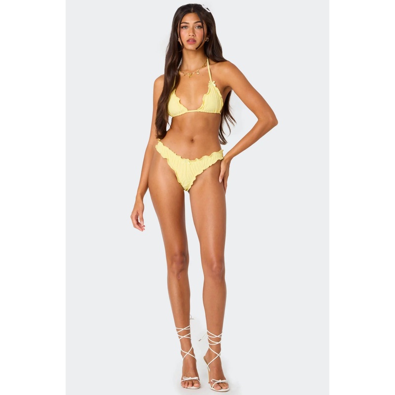 Golden Ruffle Edge Bikini Bottom YELLOW XS