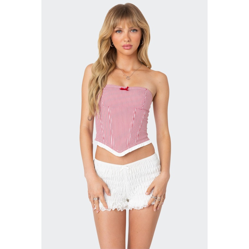 Hamilton Pinstripe Poplin Corset RED XS