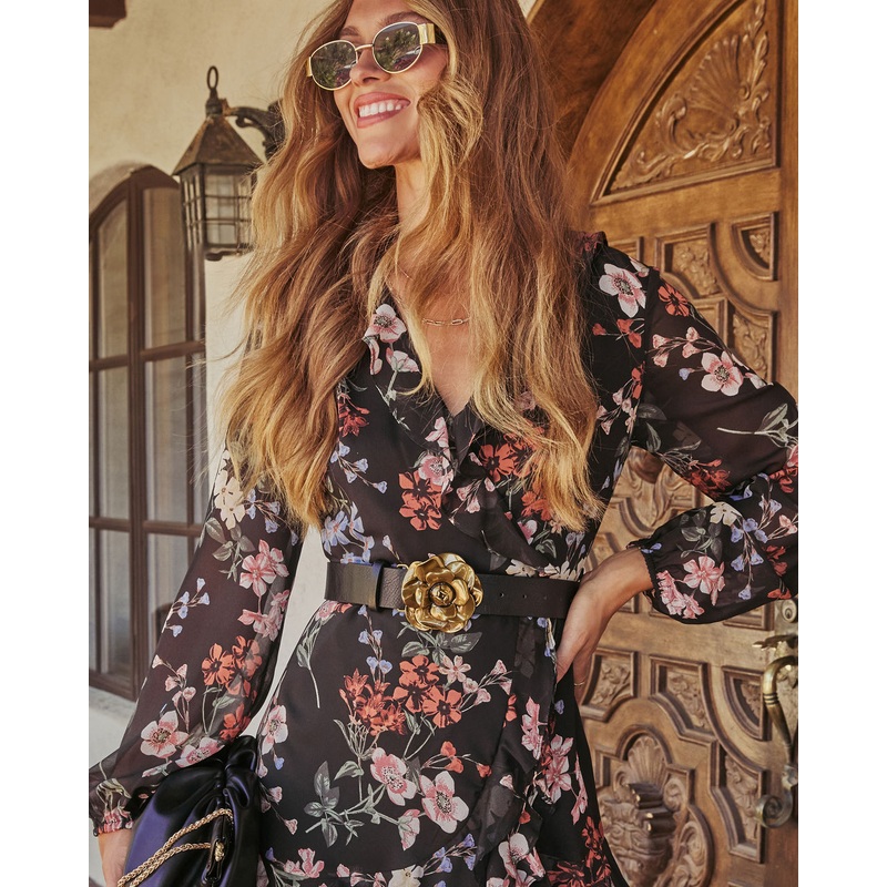 Ashglow Flower Buckle Belt Black O/S