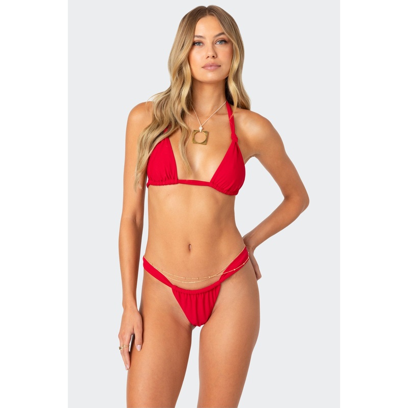 Soraya Knotted Bikini Top RED XS