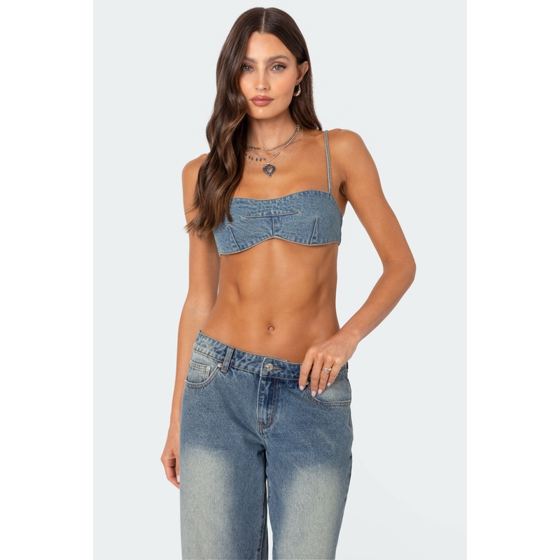 Brandy Denim Bralette BLUE WASHED XS