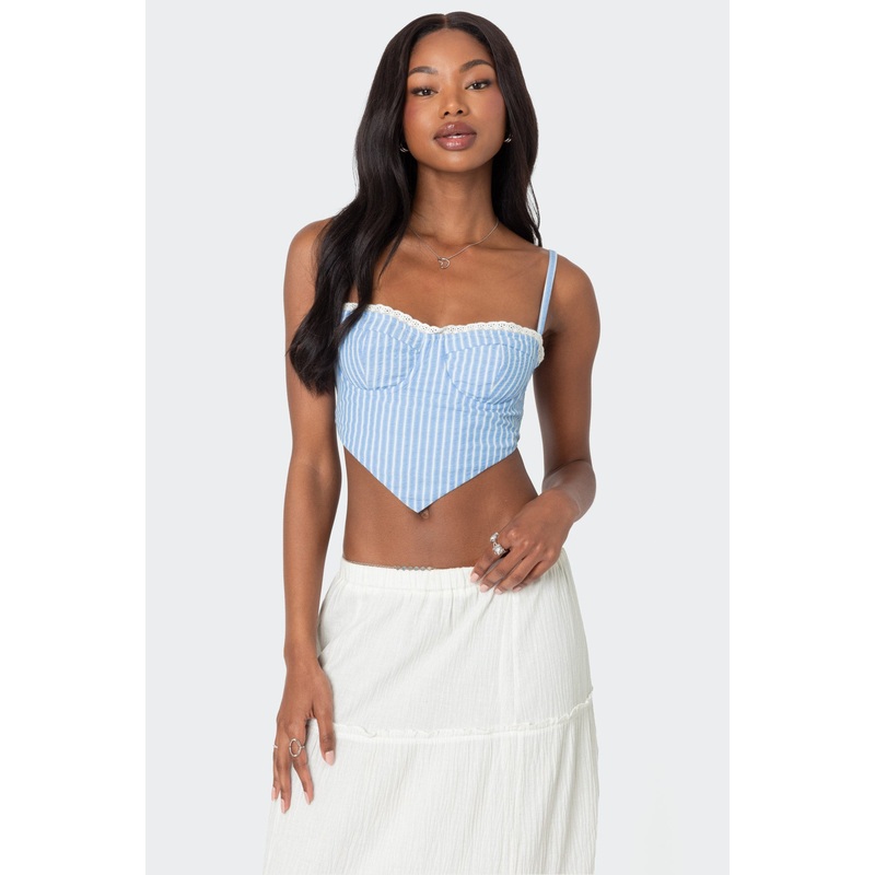 Puckered Triangle Corset LIGHT BLUE XS