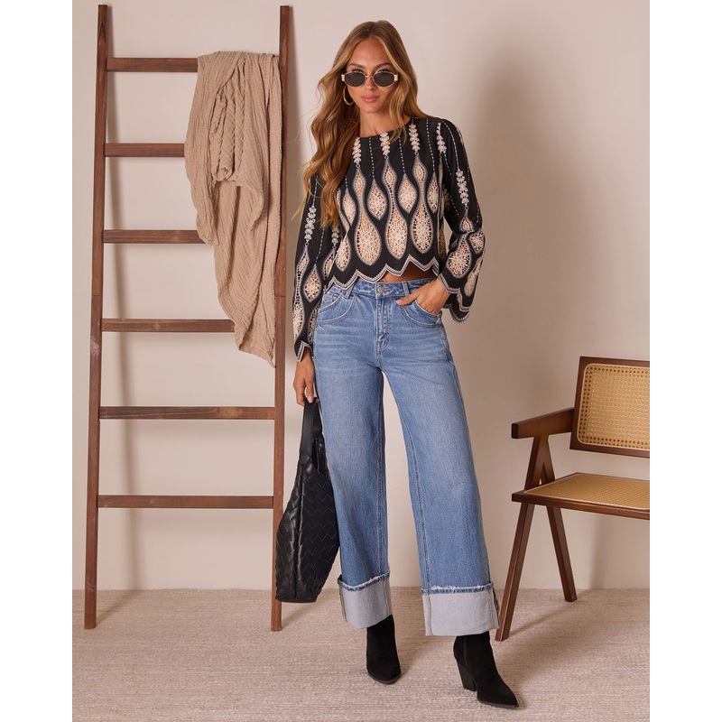 Sevenah Cut Out Lace Top Black XS