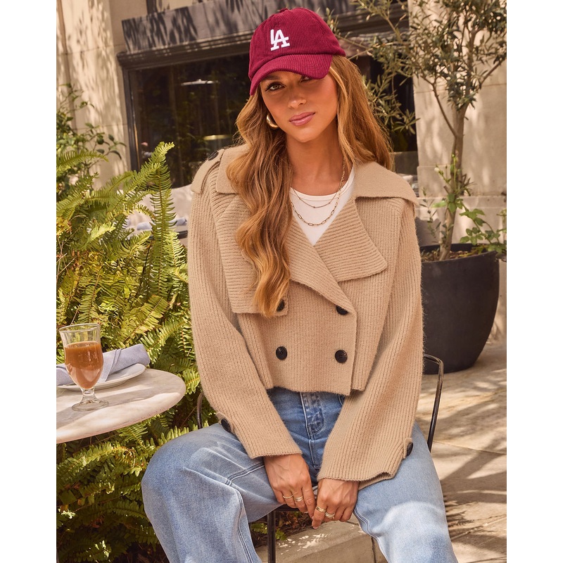 Clay Ridge Knit Cropped Trench Khaki S