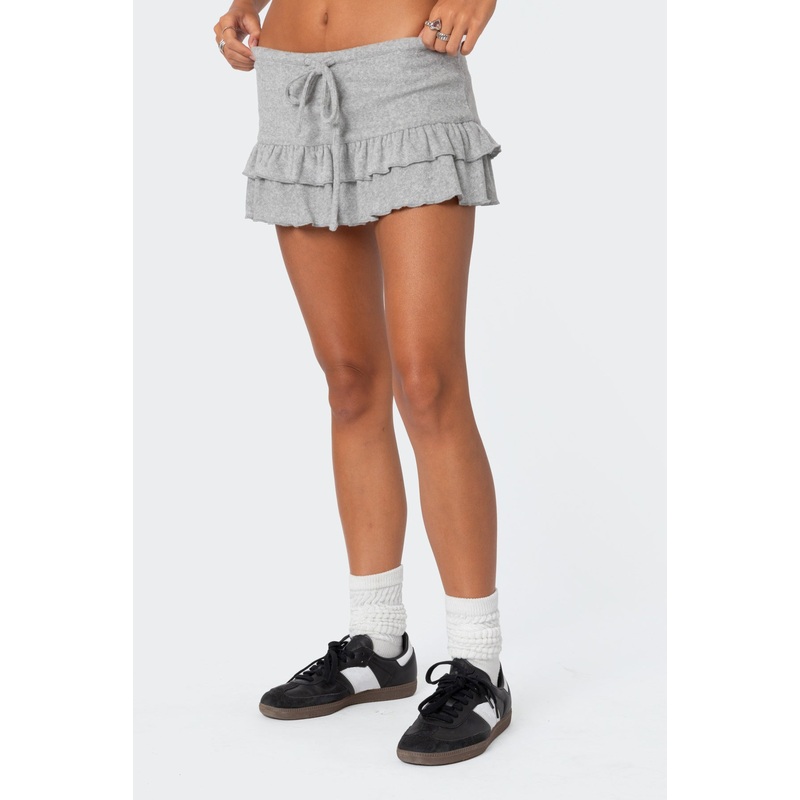 Delia Ruffled Terry Mini Skort GRAY MELANGE XS