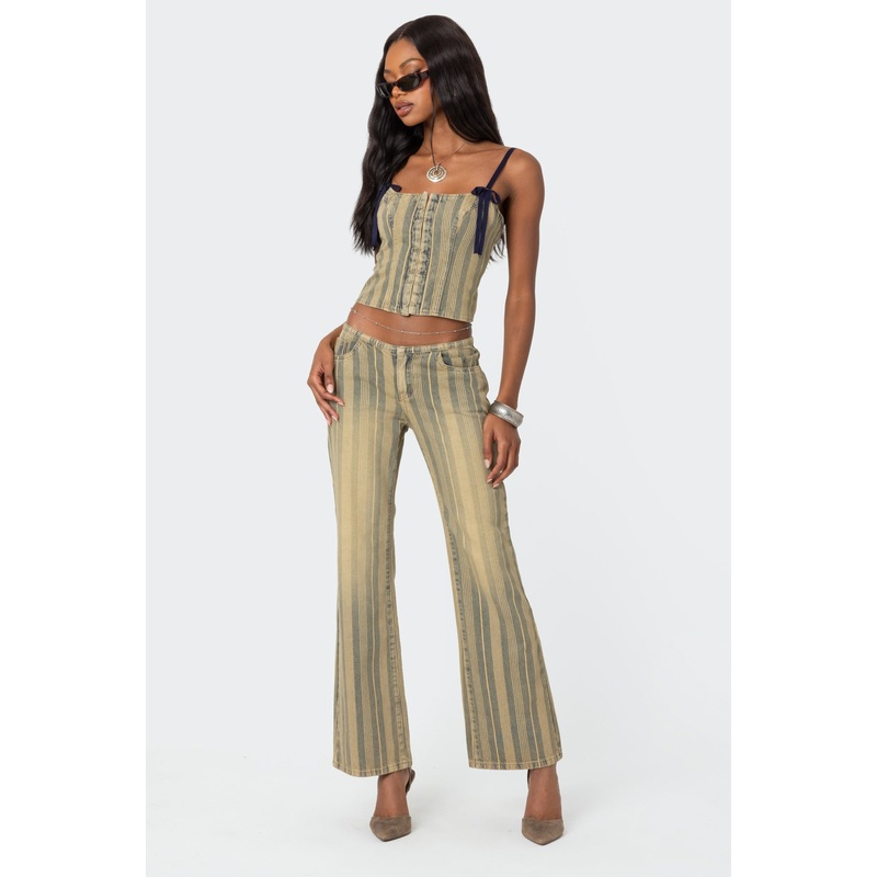 Eternity Pinstripe Flare Jeans MIX XS