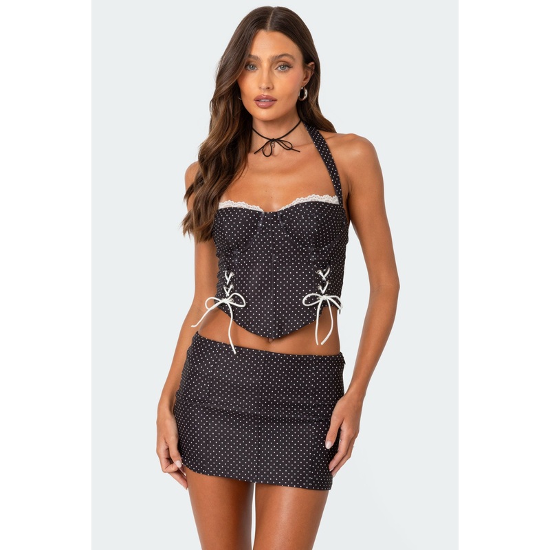 Laine Polka Dot Corset BLACK AND WHITE XS