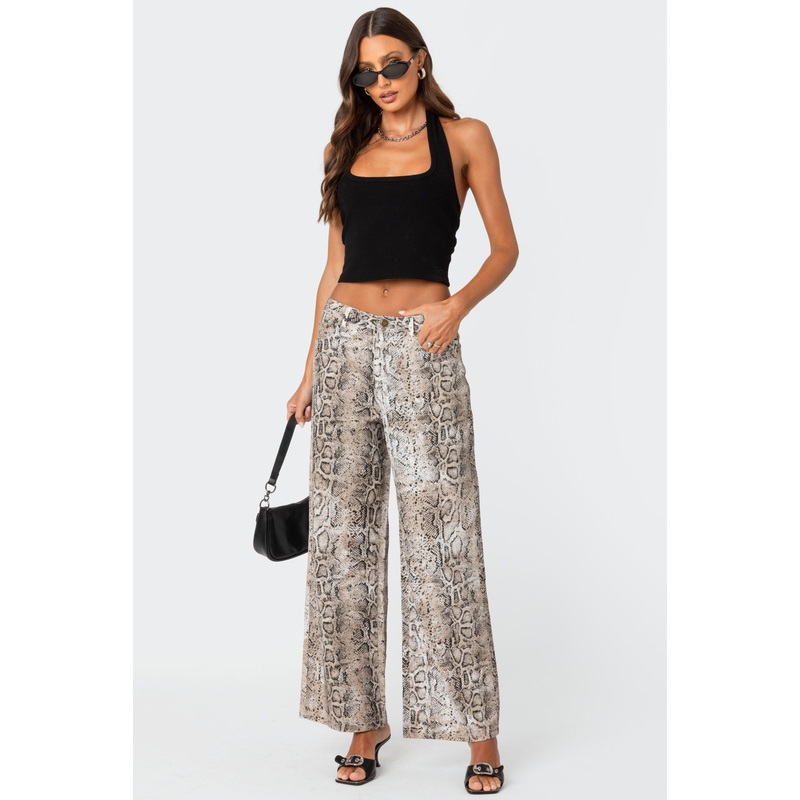 Snakeskin Printed Low Rise Jeans MIX XS
