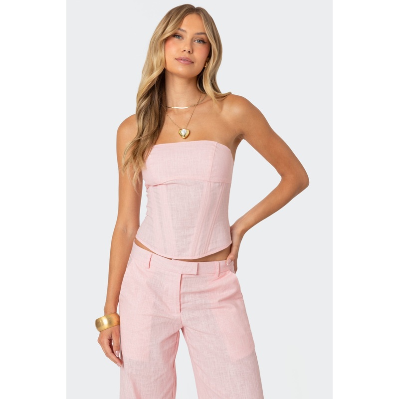 Arya Linen Look Corset LIGHT PINK XS