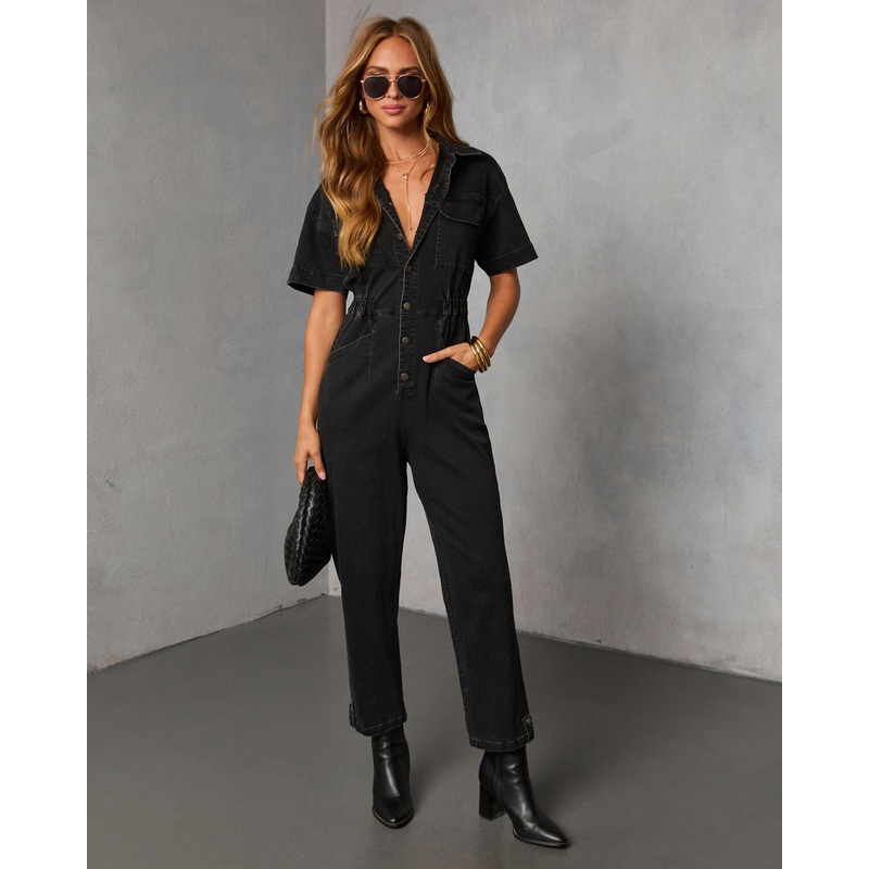 Emberelle Twill Jumpsuit Black XS
