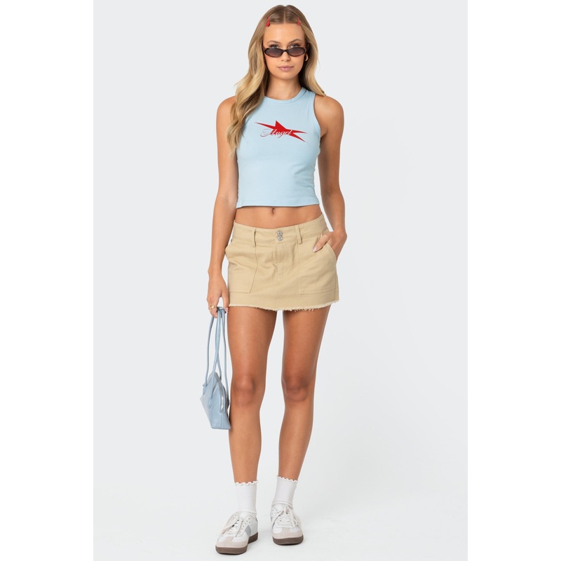 Ring Back Mini Skirt BEIGE XS