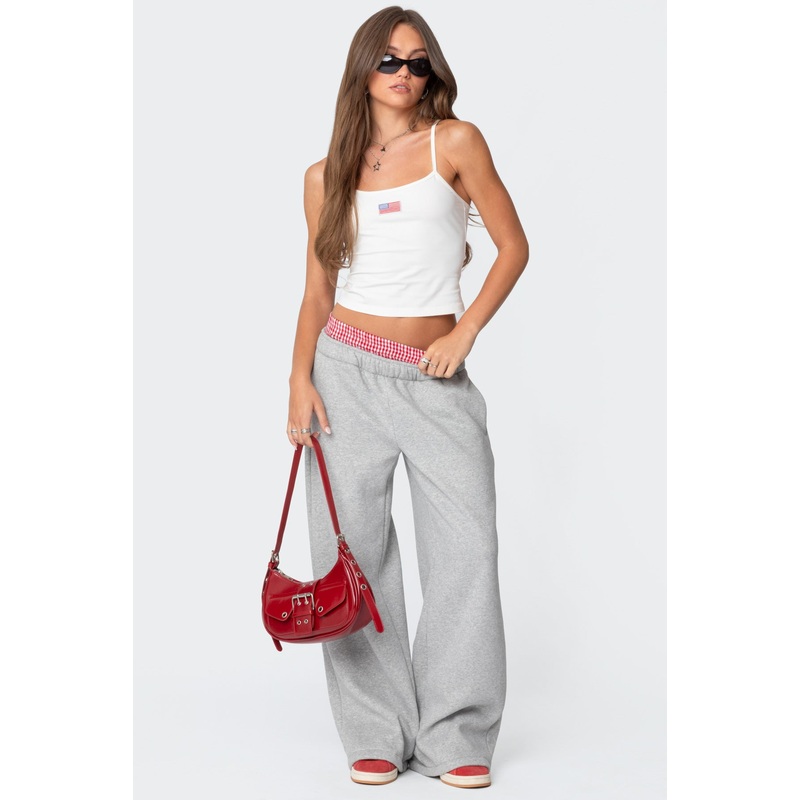 Gingham Boxer Detail Sweatpants GRAY XS