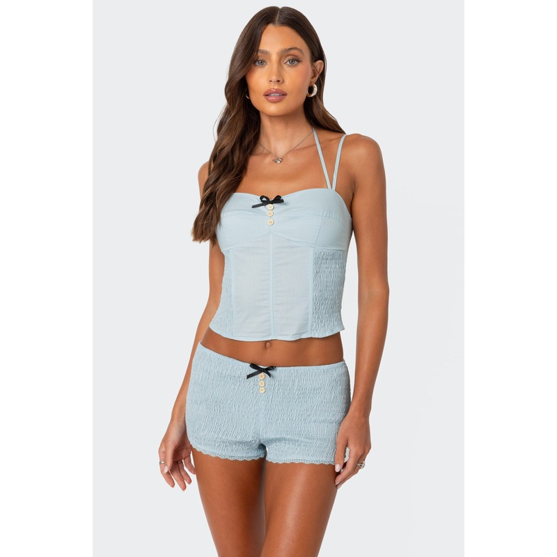 Saffron Side Scrunched Corset BLUE XS