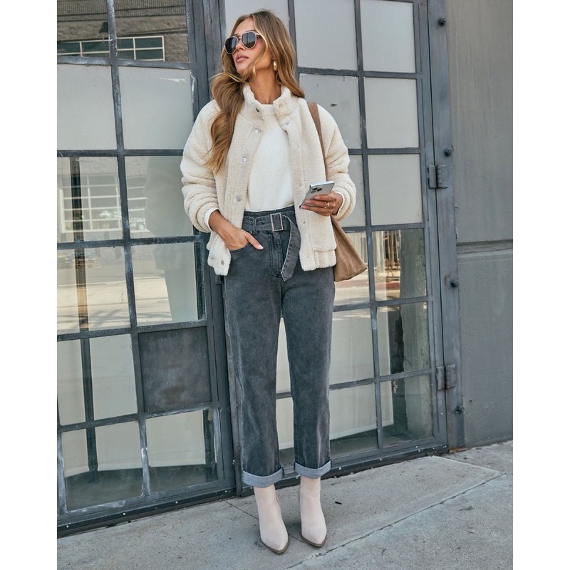 Sedina Stretch Paperbag Waist Straight Leg Jeans Dark Wash XS