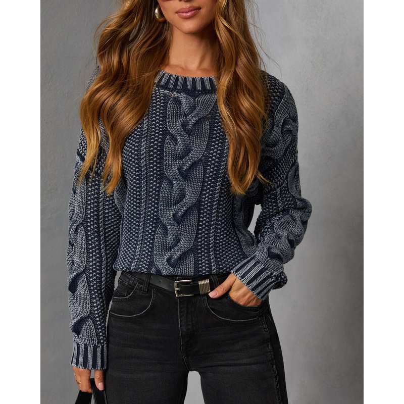 Annamarie Cable Knit Sweater Blue S