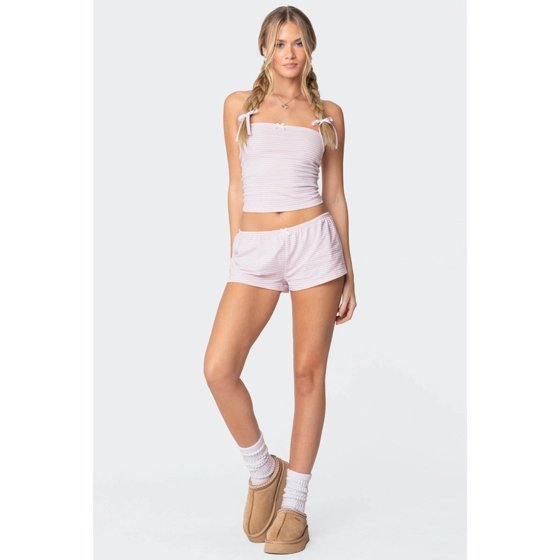 Astor Striped Shorts WHITE AND PINK XS