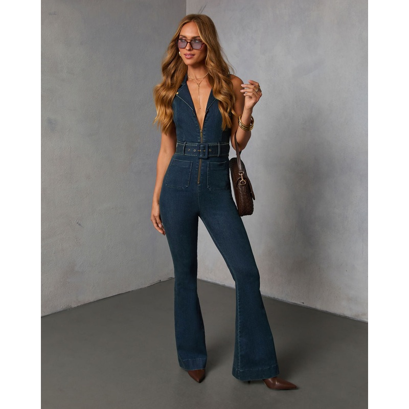 Lanah Denim Jumpsuit Dark Indigo S