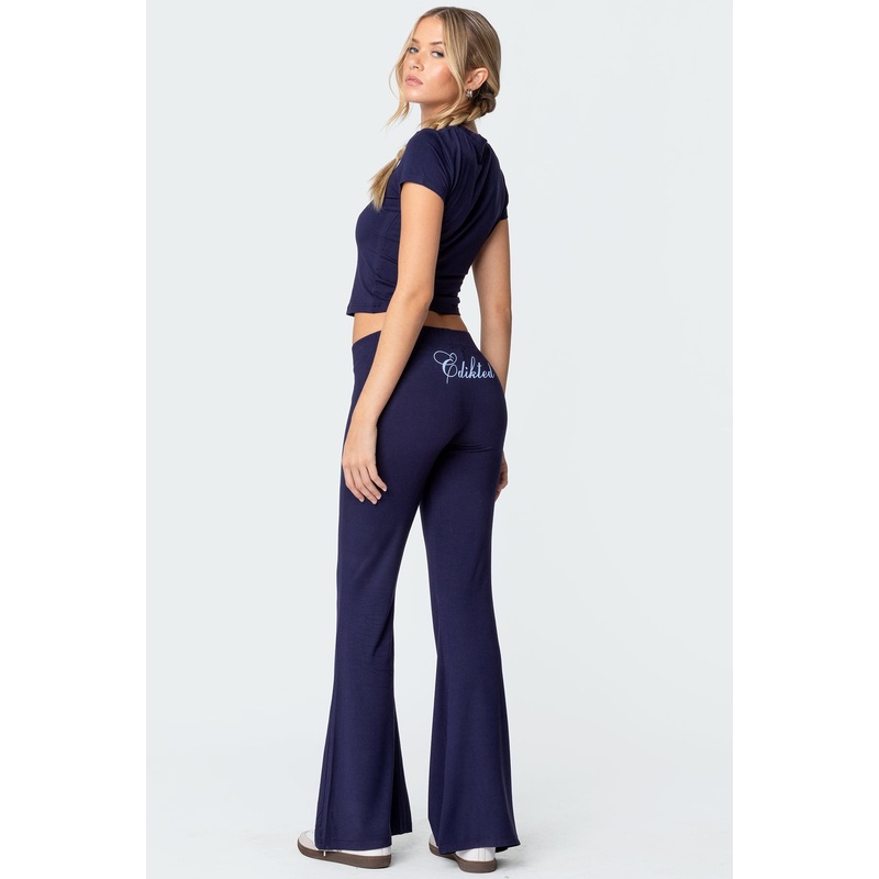 So Edikted Flared Pants NAVY XS