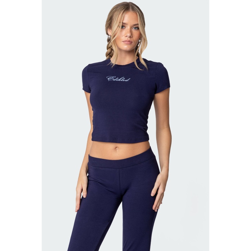 So Edikted T Shirt NAVY XS