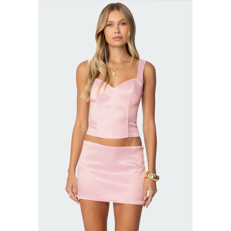 Camila Satin Effect Corset LIGHT PINK XS