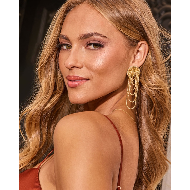 Katinna Beaded Chandelier Earrings Gold O/S