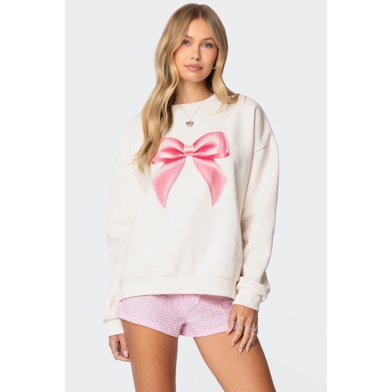 Bow Brat Printed Sweatshirt CREAM XS