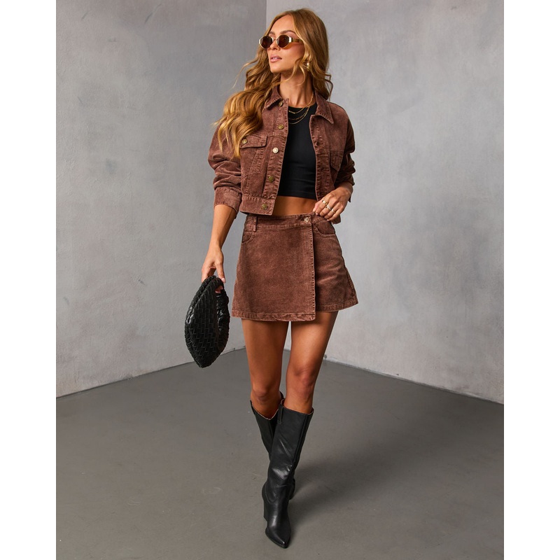 Coffee Meets Corduroy Mini Skort Brown XS