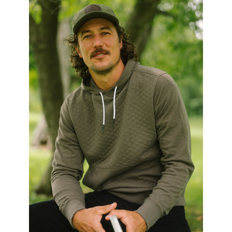 ANDY QUILTED HOODIE ELK HEATHER SML