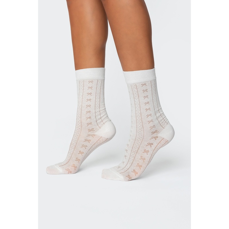 Bow Pointelle Socks WHITE OS