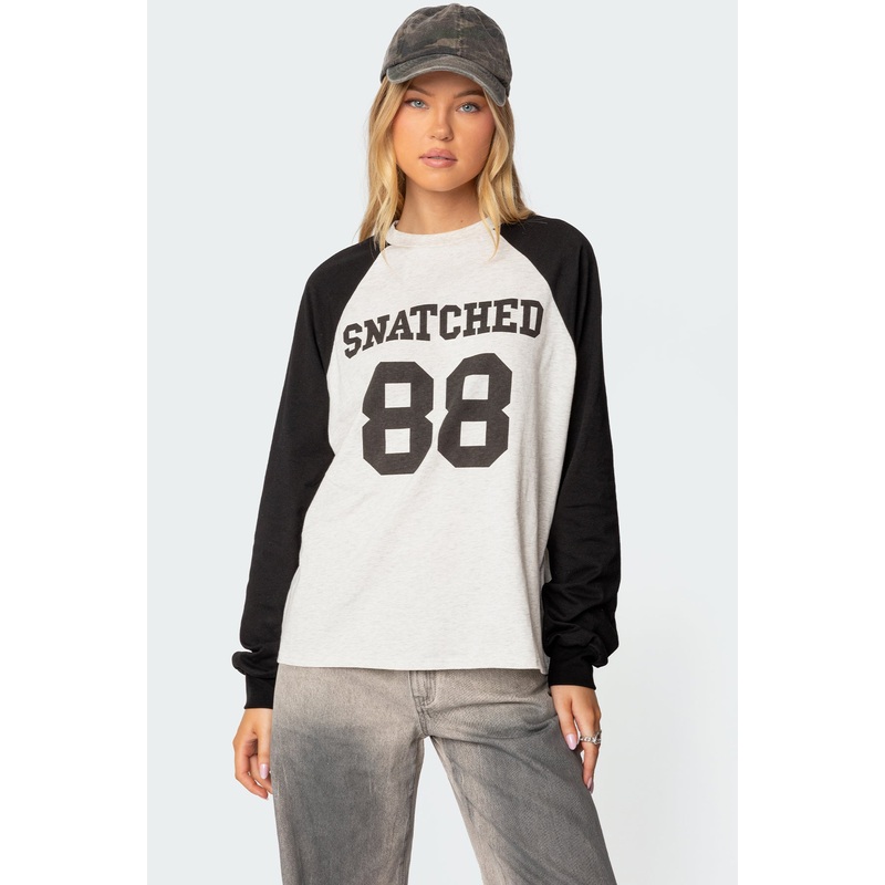 Snatched Oversized Long Sleeve T Shirt GRAY MELANGE XS