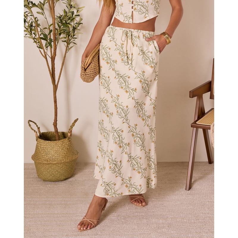 Sweet Surrender Floral Maxi Skirt Cream Multi S