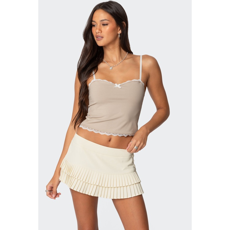 Alara Lace Trim Tank Top NUDE XS
